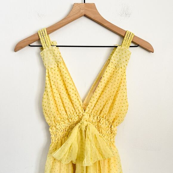 Traffic People Sleeveless Heart Mini Dress Yellow Size S - Picture 2 of 9